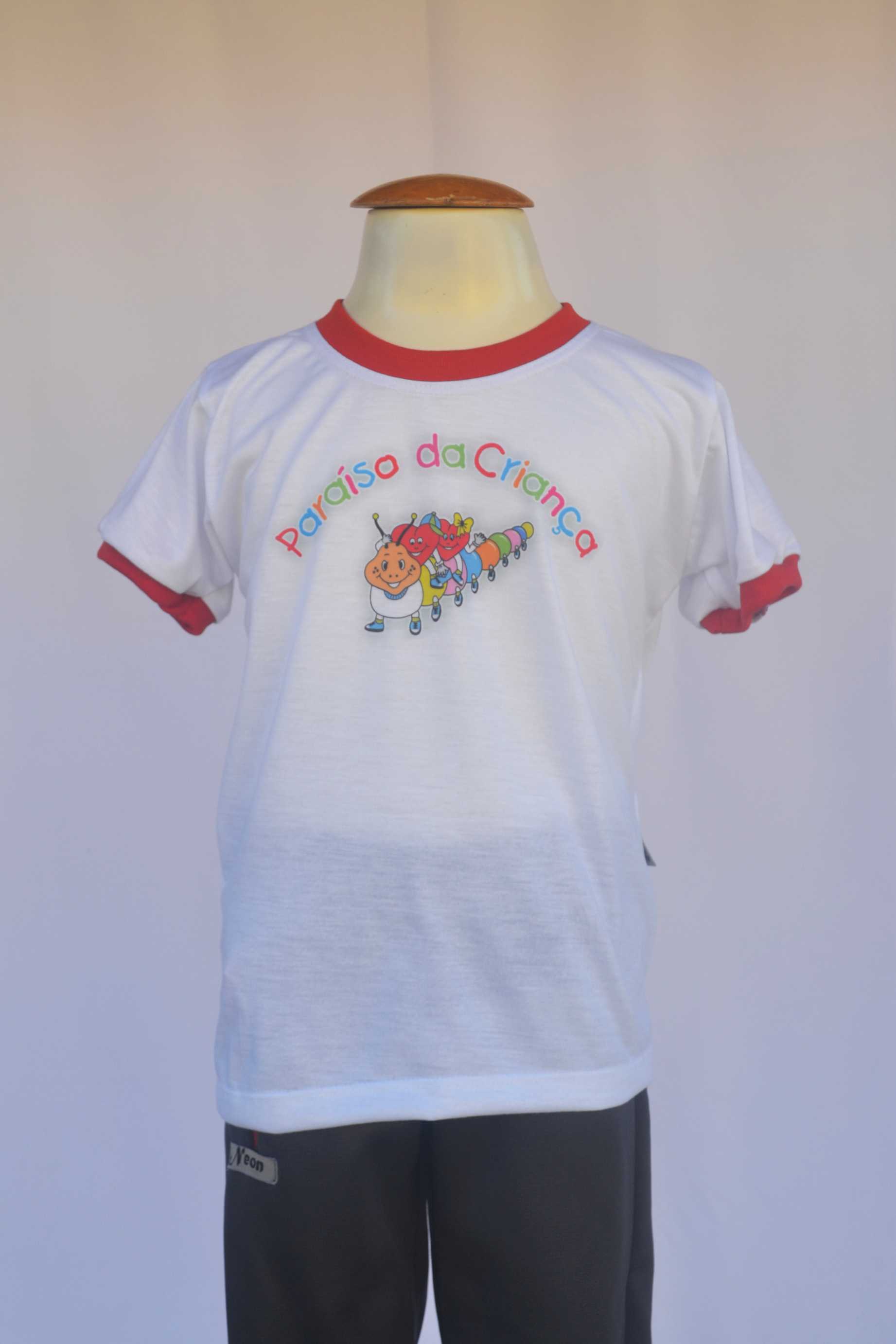 Camiseta branca manga curta Neon Uniformes Keluc Jaqueta